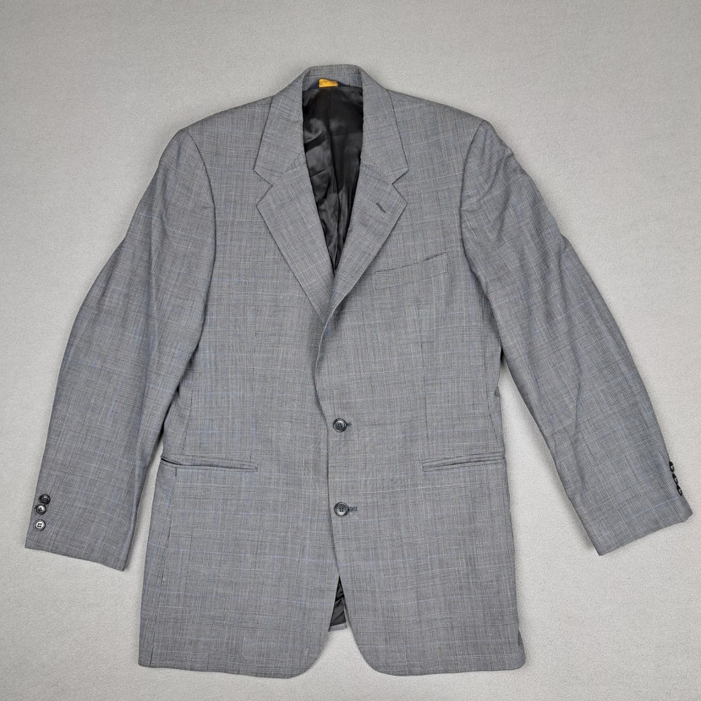 Brooks Brothers Blazer Mens 41 L Gray‎ Plaid Wool Brooksease Sport Coat Jacket